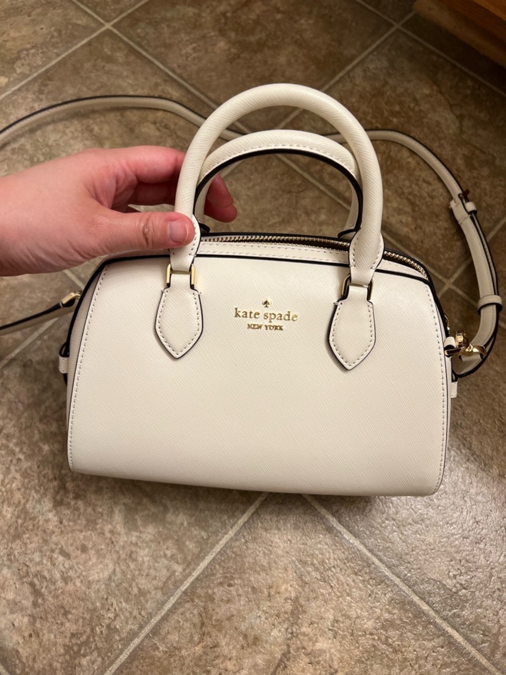 kate spade Cream Saffiano Dome Satchel with Removable Strap